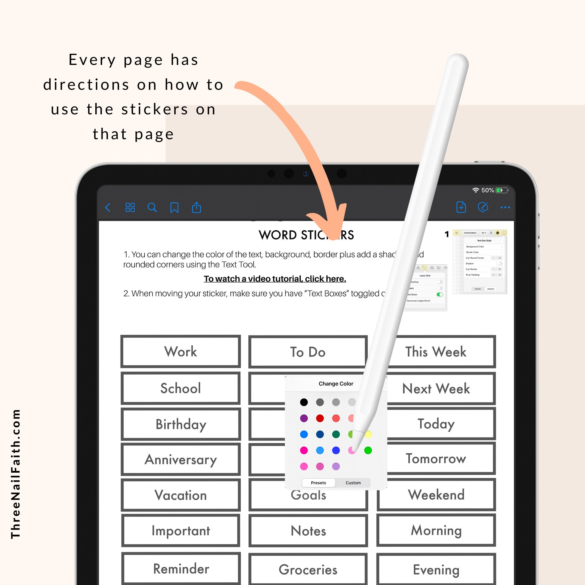 directions on how to use color changing digital stickers 
