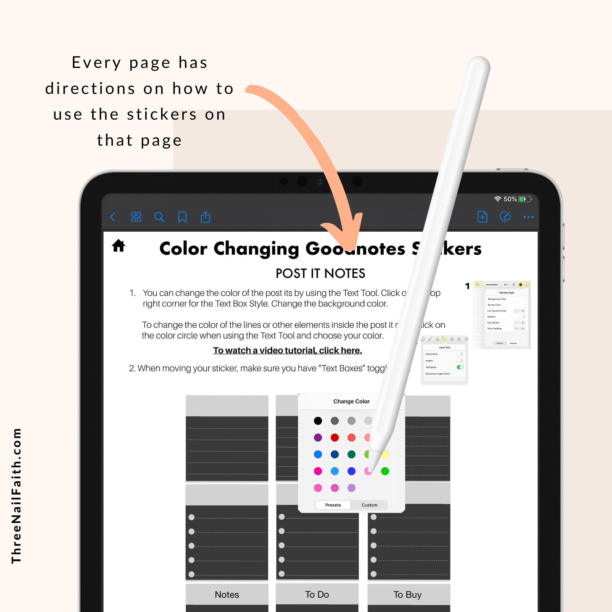 comes with directions on how to use color changing stickers