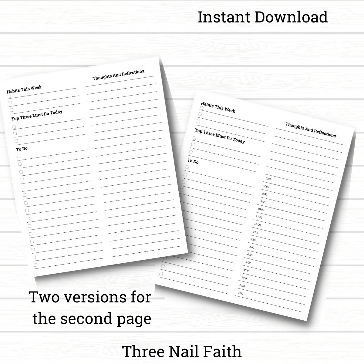 two versions of page 2 on daily page
