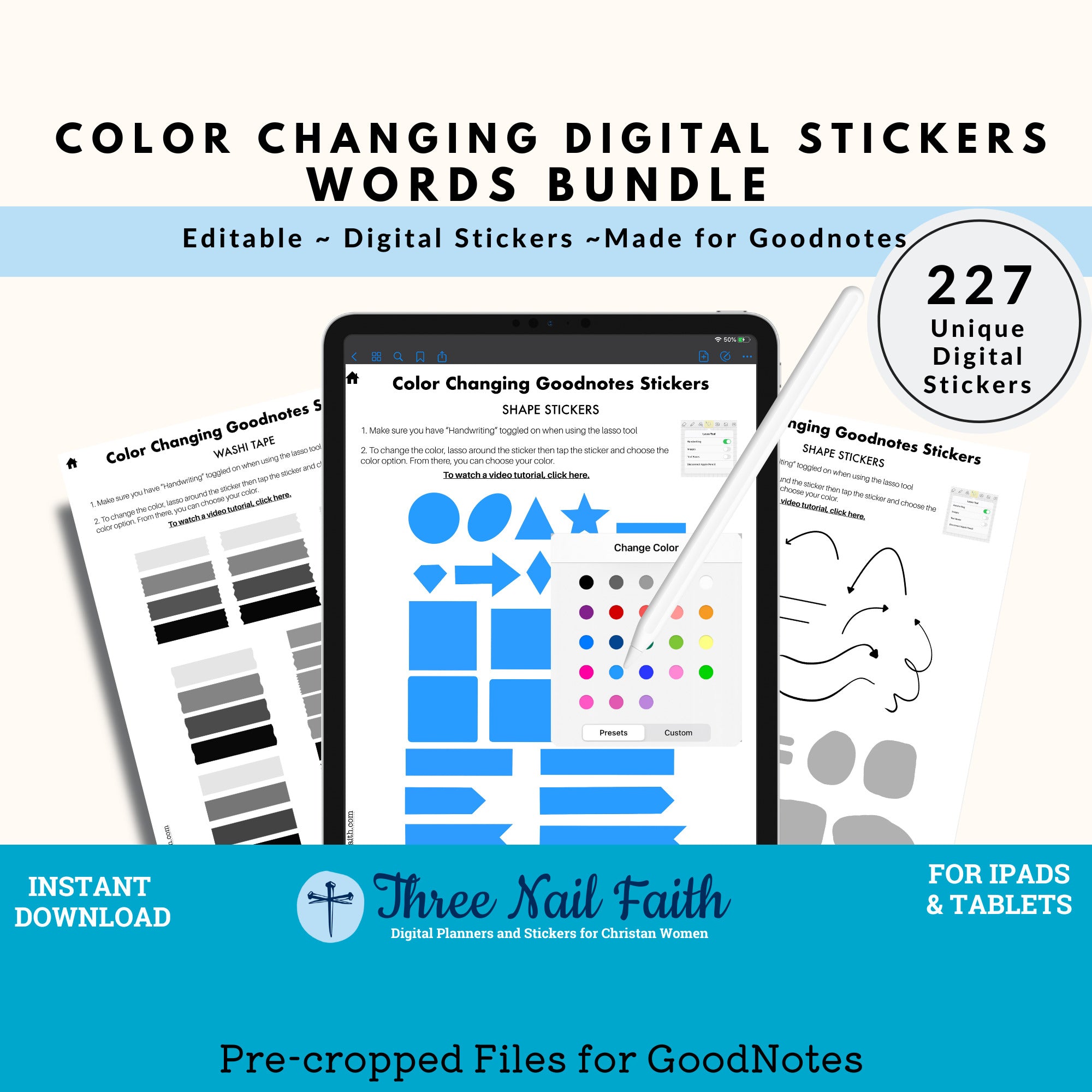 Color Changing Digital Sticker - Shapes – Three Nail Faith