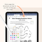 all pages have directions on how to change the stickers